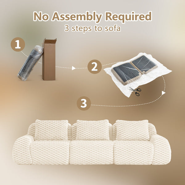 English Elm 114" Modular Cloud Sectional Sofa Flannelette Upholstery Deep Seat Living Room Couch Cream W714S01518