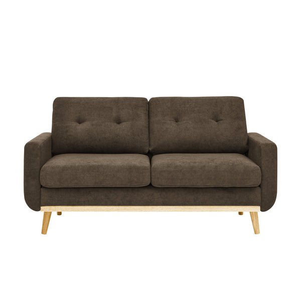 English Elm 67.7" Tufted Button Mid-century Loveseat with Splayed Wood Legs for Living Rooms Brown B355P428574