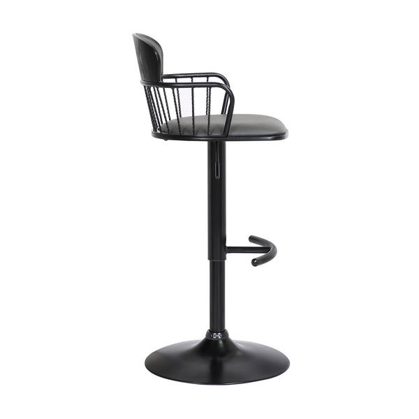 English Elm Nash Swivel Adjustable Barstool Gray Faux Leather Seat Industrial Modern Kitchen B2736P464841