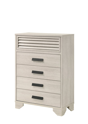 English Elm 1pc Modern 9-Drawer Dresser with Round Knobs, Gunmetal Wood-Pattern Finish, Stylish Bedroom Storage Beige 36.02 L x 17.91 W x 48.62 H B2741P346328