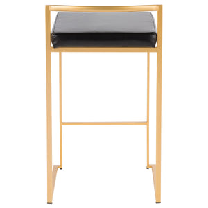 English Elm Fuji Contemporary-Glam Counter Stools Set Of 2 In Gold & Black Faux Leather For Chic Spaces B202P222373