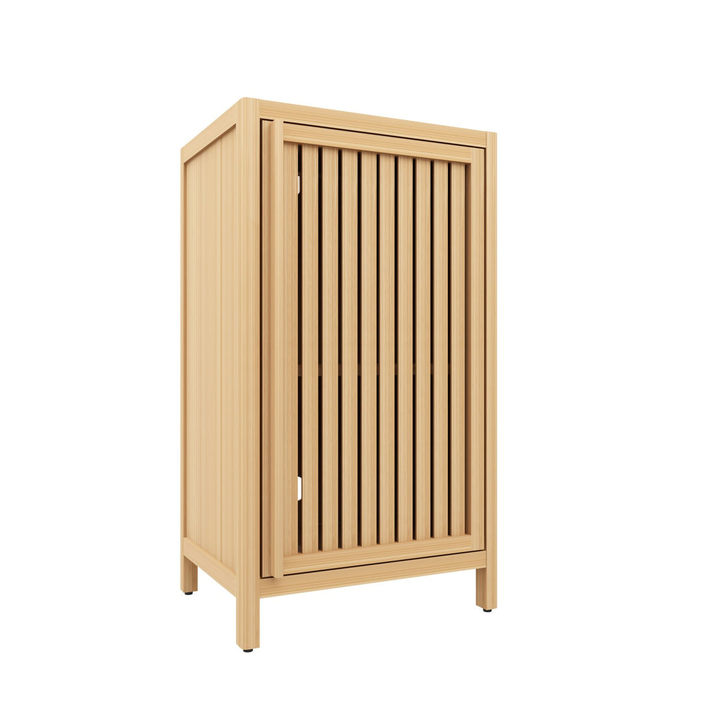 English Elm Bathroom Bamboo Storage Cabinet – Slim Freestanding Natural Wood Cabinet with Door & Shelf for Multifunctional Space Saving Use W2207P198047