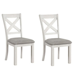 English Elm Rone Cross-back Rubberwood Dining Chairs Set of 2 with Gray Upholstered Cushion Farmhouse B056P417059