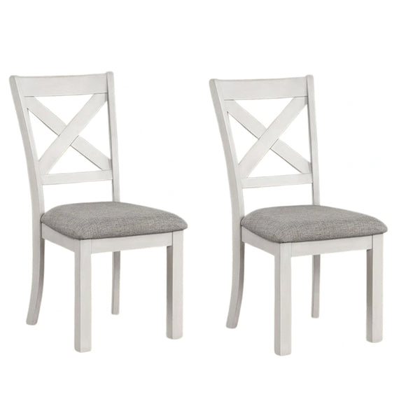 English Elm Rone Cross-back Rubberwood Dining Chairs Set of 2 with Gray Upholstered Cushion Farmhouse B056P417059