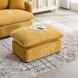 English Elm 360° 360 Swivel Oversized Chenille Armchair with Pocket Spring Seat and Three Throw Pillows Yellow W1361S00091