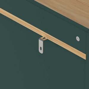 English Elm Modern Fluted Bar Cabinet with Wine Rack Glass Holders Adjustable Shelving and Hidden Drawer Green N728P438606G