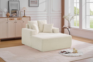 English Elm Oversized Corduroy Chaise Sleeper Sofa Deep Seat Lounge Chair for Apartment Bedroom Beige W1752P402835