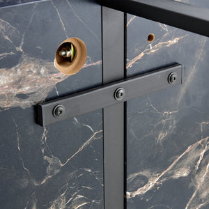 English Elm Table Modern Black Marble Dining Set With 6 Ergonomic Pu Chairs - Stylish, Stable & Easy To Assemble! W1151S02526-GIGA