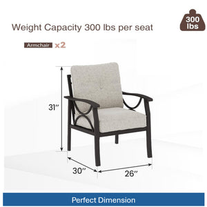 English Elm 5-piece Outdoor Steel Conversation Set with Thick Foam Cushions for Patio or Deck Beige B082S00121