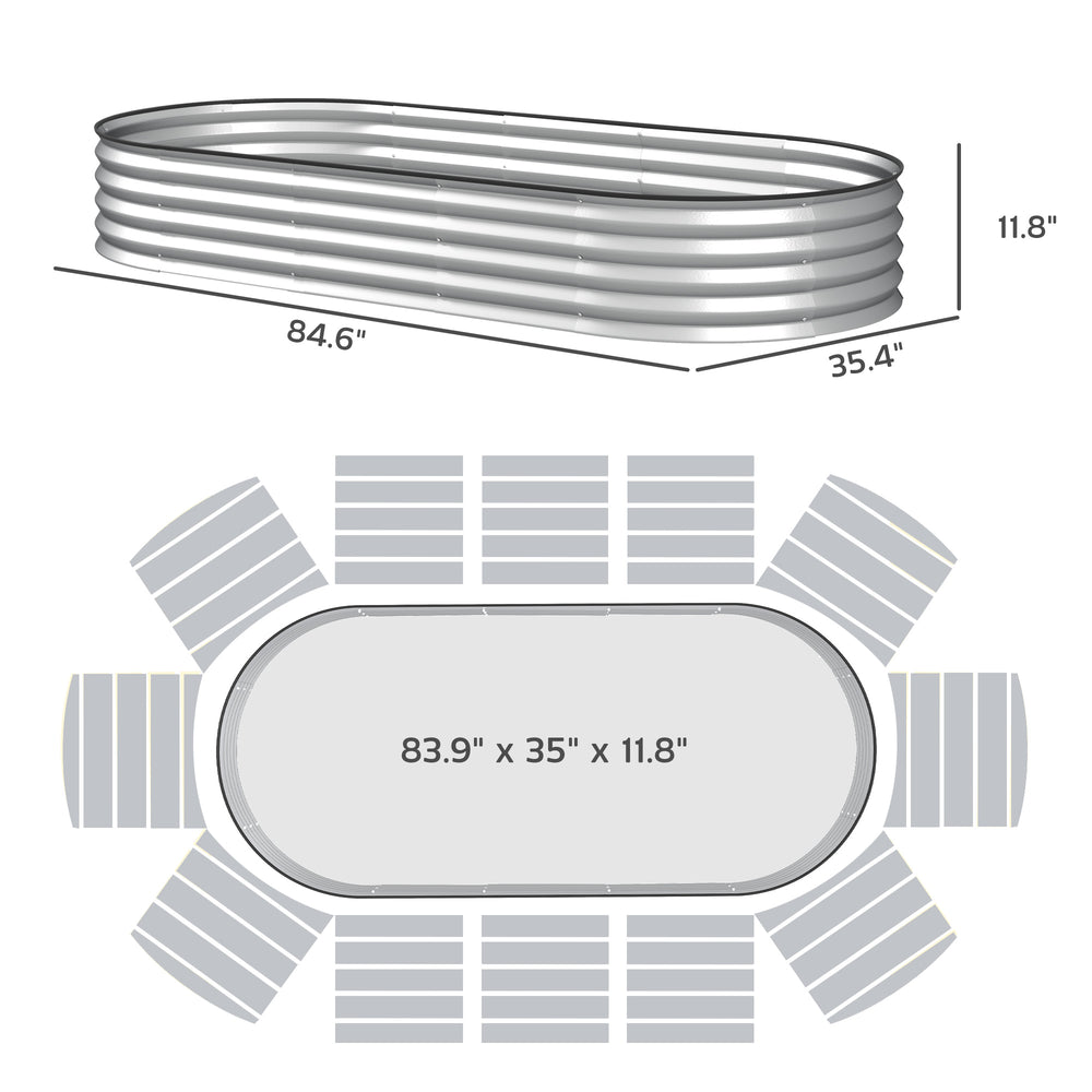 English Elm Raised Garden Bed Set of 2 Galvanized Steel Planters with Flexible Configurable Layout T3971P422033