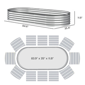 English Elm Raised Garden Bed Set of 2 Galvanized Steel Planters with Flexible Configurable Layout T3971P422033
