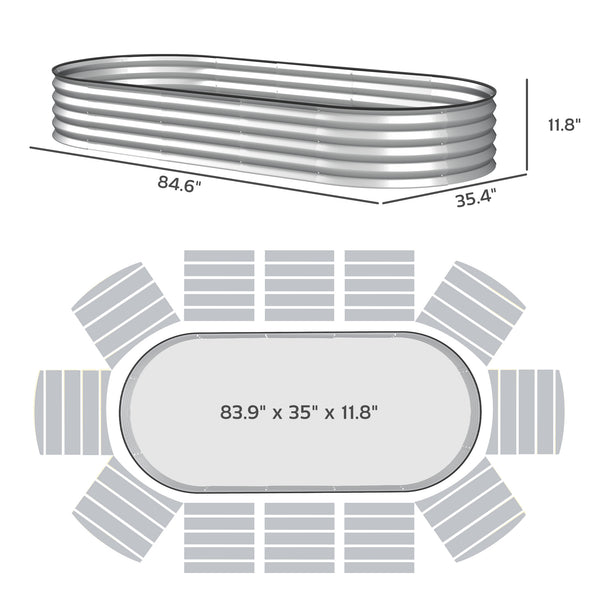 English Elm Raised Garden Bed Set of 2 Galvanized Steel Planters with Flexible Configurable Layout T3971P422033