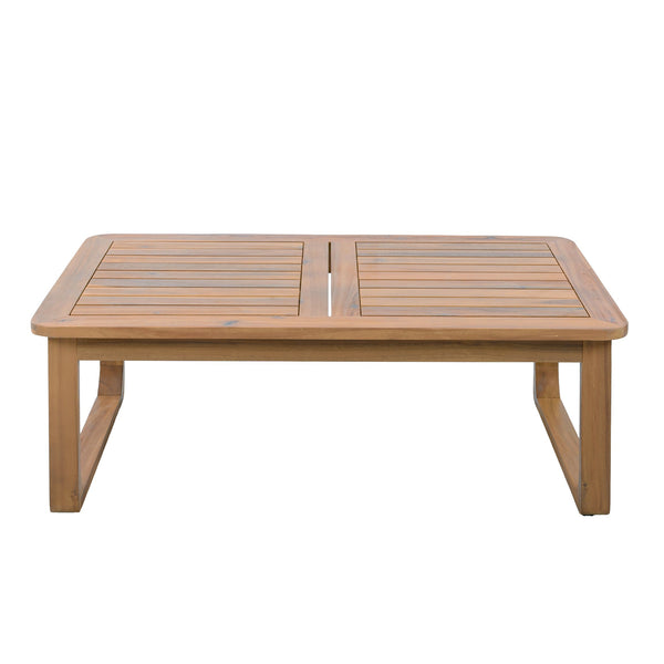 English Elm 2-piece Acacia Wood Outdoor Daybed and Coffee Table Set Resort Coastal Style N770P378689L_N770P373436L