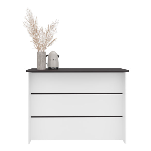 English Elm Central modern kitchen island with two-tone black & white finish, ample storage, durable prep surface B128P398865