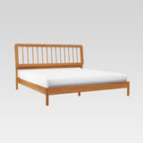 Spindle Midcentury Modern Solid Wood King Bed Caramel CMAB8BCA Walker Edison