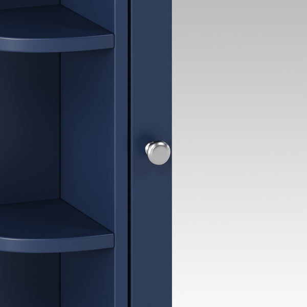 English Elm Bathroom Wall Cabinet with Mirror Door Open Shelving and Adjustable Interior Storage Blue N817P375228B