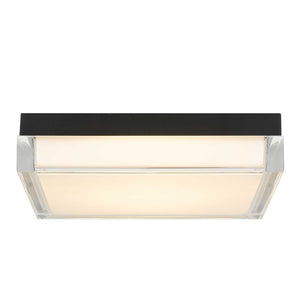 English Elm 11-inch Matte Led Flush Mount Ceiling Light Dimmable Frosted Diffuser Modern Low Profile Black B370P398964
