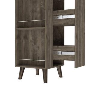 English Elm Grace Corner Bar Cabinet with Wine Rack Stemware Hanging and Concealed Shelving Storage B128S00221