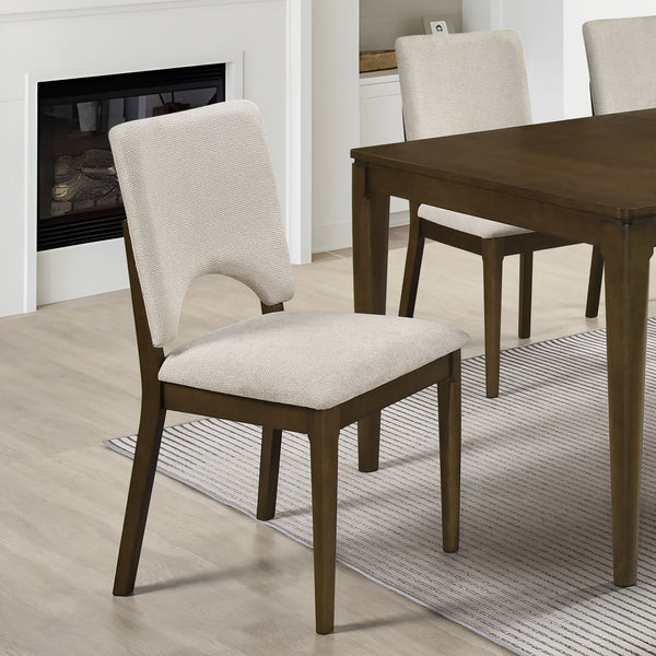 English Elm Contemporary Oak Veneer Extendable Dining Set Six Upholstered Chairs Angular Tapered Legs B011S02505