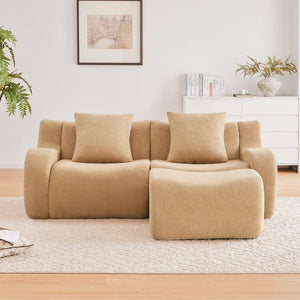 English Elm L-Shaped Teddy Fabric 2-Seat Sofa - No Assembly, Ergonomic Design, High-Density Comfort For Any Space W714S01429