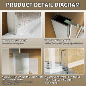 English Elm Corner Frameless Neo-angle Pivot Shower Enclosure with Tempered Glass and Sleek Hardware Brushed Nickel W637P348806