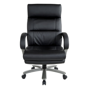 OSP Home Furnishings Big and Tall Bonded Leather Executive Office Chair with Lumbar Support and Titanium Accents ECH95297BT-EC3