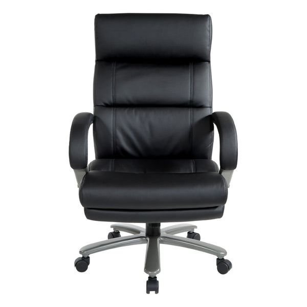 OSP Home Furnishings Big and Tall Bonded Leather Executive Office Chair with Lumbar Support and Titanium Accents ECH95297BT-EC3