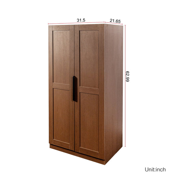 English Elm 62.99In Kitchen Pantry Cabinet - Stylish Walnut Storage Sideboard With Doors & Adjustable Shelves W331S00188