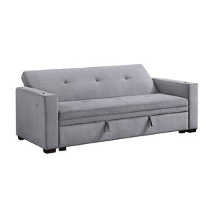 English Elm Modern Velvet Tufted Sleeper Sofa with Storage Cup Holders and Usb Charging Ports B011P256229