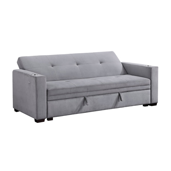 English Elm Modern Velvet Tufted Sleeper Sofa with Storage Cup Holders and Usb Charging Ports B011P256229