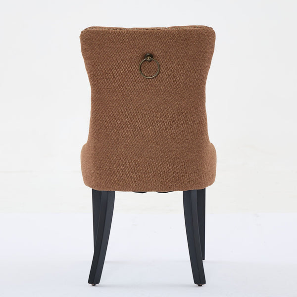 English Elm Nikki Modern Tufted Linen Dining Chair with Solid Wood Frame, High-Rebound Cushion, Nailhead Trim, 300 lb Capacity Coffee W1143P233649