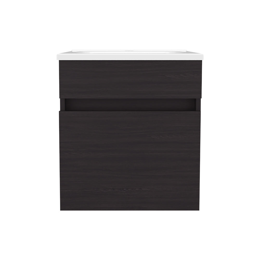 English Elm Newell Black Vanity Sink Cabinet with Shelves and Large Storage, Durable Engineered Wood Finish B092P360644