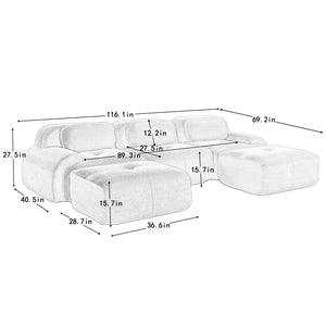 English Elm U-shaped Modular Corduroy Sectional Sofa with Curved Armrests for Living Room Comfort W714S01408