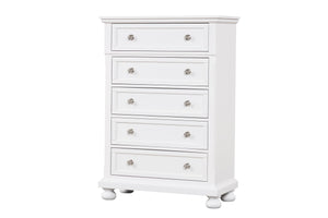 English Elm Meade Contemporary 5-Drawer Chest with Felt-Lined Top, Dovetail Construction & Wood Feet for Style White 39.5 L x 53 W x 20.5 H B078P301541