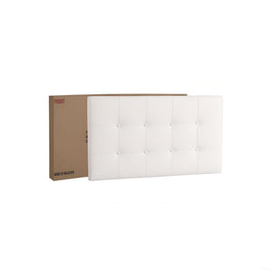 English Elm Caldwell Queen Bed with Button Tufted Faux Leather Headboard, Modern Upholstered Frame, 82"D White 5.5 L x 44 W x 25 H B078107973