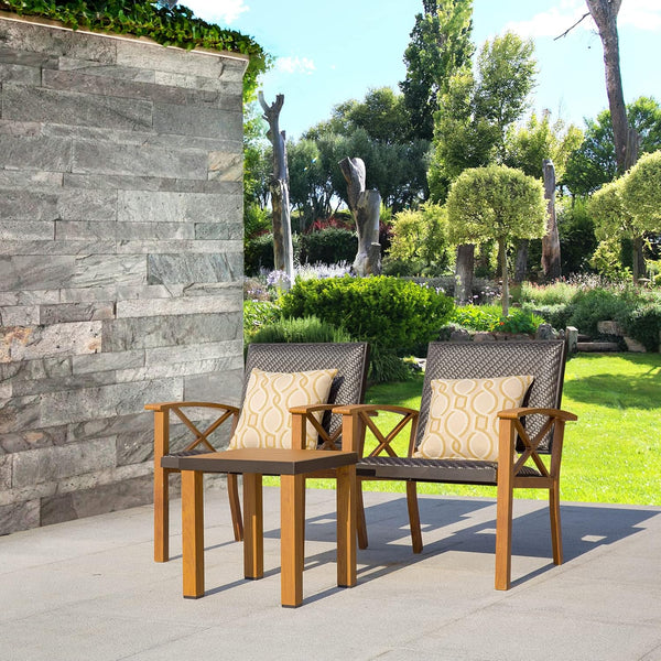 English Elm Patio 3 Piece Bistro Set Pe Wicker Aluminum Frame Outdoor Conversation with Cushions W1859P430252