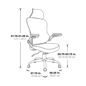 OSP Home Furnishings Black Mesh Back Manager Chair with Lumbar Support Padded Seat and Flip up Armrests EM60946HR-3