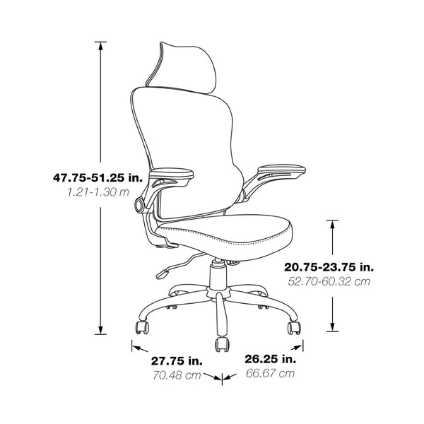 OSP Home Furnishings Black Mesh Back Manager Chair with Lumbar Support Padded Seat and Flip up Armrests EM60946HR-3