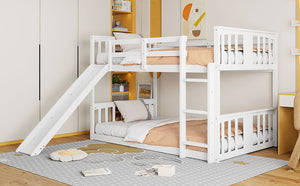 English Elm Twin Over Kids Bunk Bed with Slide Ladder Pine Frame White Finish LT000108AAK-1