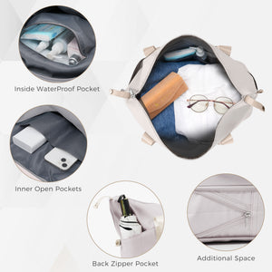 English Elm Luggage Set 4 Piece Abs Hard Shell Spinner Suitcases with Usb Port and Cup Holder Light Grey N726P185038D