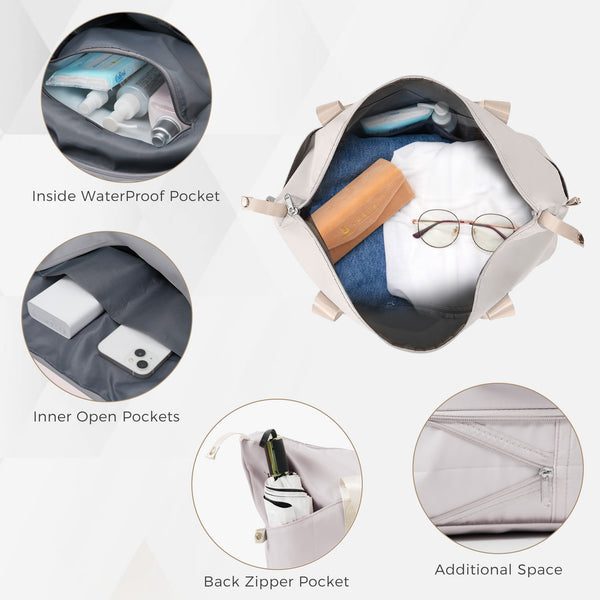 English Elm Luggage Set 4 Piece Abs Hard Shell Spinner Suitcases with Usb Port and Cup Holder Light Grey N726P185038D