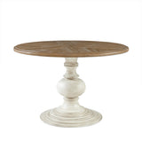 Madison Park Lexi Farm House 46" Round Pedestal Dining Table MP121-0772 Reclaimed Walnut/Antique Cream