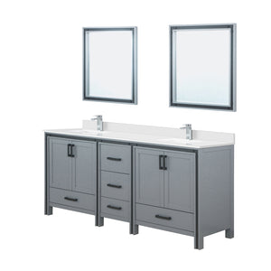 English Elm Dark Grey Double Bath Vanity 80 in W x 22 in D with White Quartz Top, Chrome Faucet, Mirrors, Durable Finish B2731S01133