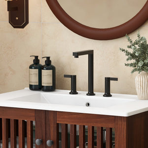 English Elm Christopher Knight Home® - 30" Vintage Bathroom Vanity with Rectangle Ceramic Sink, Rubber Wood Legs, Soft-Close Doors, Adjustable Shelves Antique brown,Dark Brown N817P245324B
