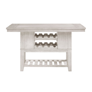 English Elm Modern Farmhouse Counter Height Dining Table with Wine Racks Drawers Antique White B011S02060