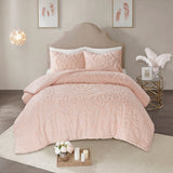 Madison Park Laetitia Shabby Chic 3-Piece Tufted Cotton Chenille Medallion Comforter Set MP10-5878 Blush