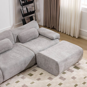 English Elm Modular Chenille Deep Seat Sectional Sofa with Bamboo Frame for Living Room Lounge Grey W1829S00072