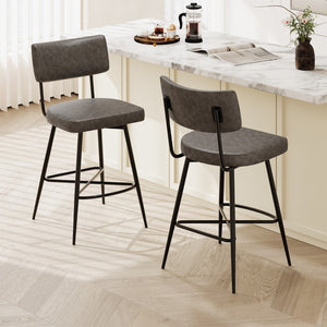 Christopher Knight Home® - Noble House - - 26''Retro Swivel Counter Stools Set Of 2,Grey Counter Stools With Iron Frame,Pu Sponge Cushion,Footrest,Suitable For Kitchen/Bedroom/Dining Room.