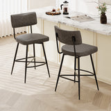 Christopher Knight Home® 26'' Retro Swivel Counter Stools Set of 2, Grey with Iron Frame, PU Cushion, Footrest, Kitchen/Bedroom/Dining Room