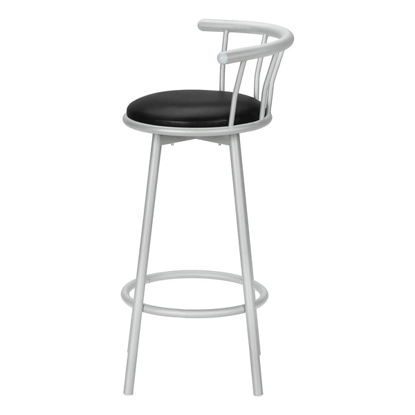 English Elm Barstool, Set of 2 with 360° Swivel, Cushioned Grey Fabric Seats, Sturdy Metal Frame, Contemporary Comfort Silver 30 L x 23 W x 12 H B2710P219021
